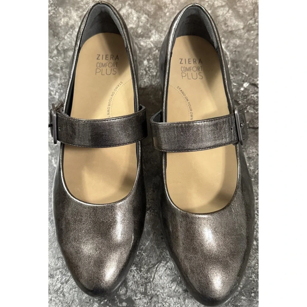 Ziera VALLEY Womens Mary‎ Jane Comfort Plus Heels Patent Leather Bronze 39.5FF